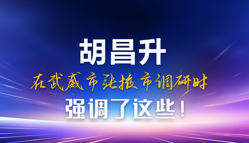 圖解|胡昌升在武威市張掖市調研時強調這些！